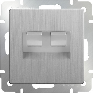 Розетка RJ11+RJ45 Werkel серебряный рифленый WL09-RJ11-45 a035646