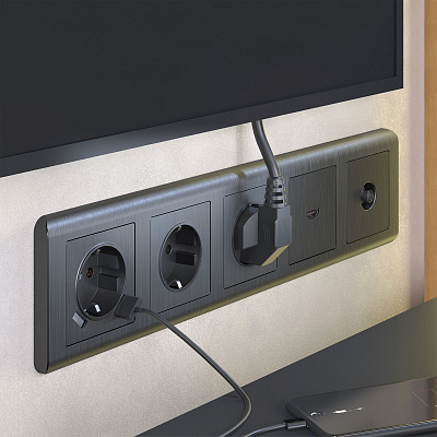 Накладка для розетки HDMI Werkel графит рифленый a050744