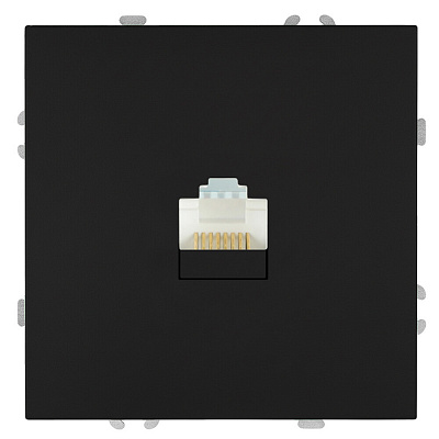 Розетка компьютерная 1-местная RJ-45 (механизм), STEKKER Эмили, RST00-5117-05, черный уголь, soft touch