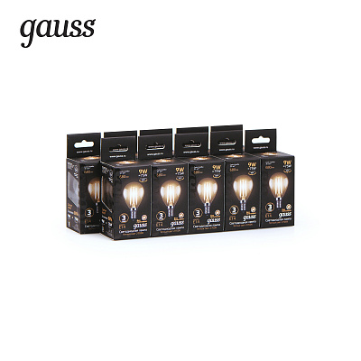 Лампа Gauss Filament Шар 9W 680lm 2700К Е14 LED 105801109