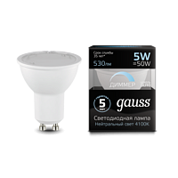 Лампа Gauss MR16 5W 530lm 4100K GU10 LED 101506205-D