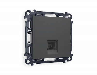 Комплект механизма компьютерной розетки ALFA MA912010 Графит мягкое касание RJ-45(8P8C) CAT6 с защитной шторкой QUANT