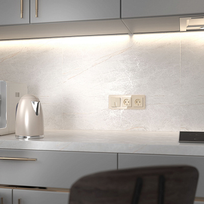 Выключатель двухклавишный проходной с подсветкой Werkel айвори акриловый a064059