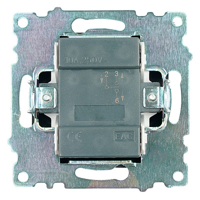 Переключатель 1-клавишный (механизм), STEKKER Катрин GLS10-7105-05, 250V, 10А, черный