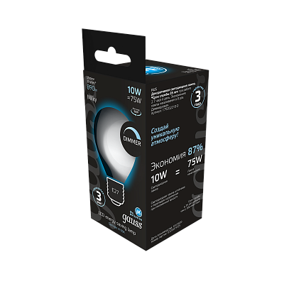 Лампа Gauss Filament А160 10W 890lm 4100К Е27 LED 179202210-D (5 шт)