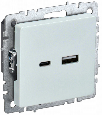 Розетка USB IEK Brite A+C 18Вт РЮ11-1-БрЖ жемчуг BR-U22-018-K36