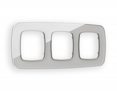 Рамка OMEGA Radian (Серебро Стекло органическое) на 3 поста OF320403