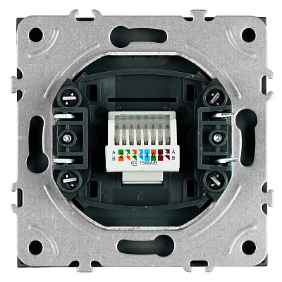 Розетка компьютерная 1-местная RJ-45 (механизм), STEKKER Эмили, RST00-5117-10, платиново-серый, soft touch