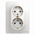 Розетка двойная с/з SE Glossa белая GSL000124