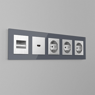 Накладка для двойной розетки RJ-45 Werkel серебряный рифленый a051350