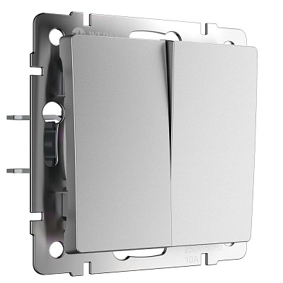 Выключатель двухклавишный Werkel серебряный матовый a063609