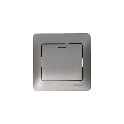 Переключатель 1 клавишный с подсветкой Glossa платина Schneider Electric GSL001263