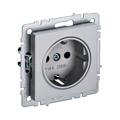 Розетка с заземлением IEK Brite РС11-1-0-БрА алюминий BR-R11-16-K47
