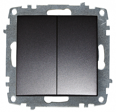 Выключатель двухклавишный Zena дымчатый 609-011100-202