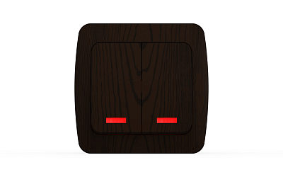 Выключатель двухклавишный с/п EL-BI ALSU орех 504-010400-203