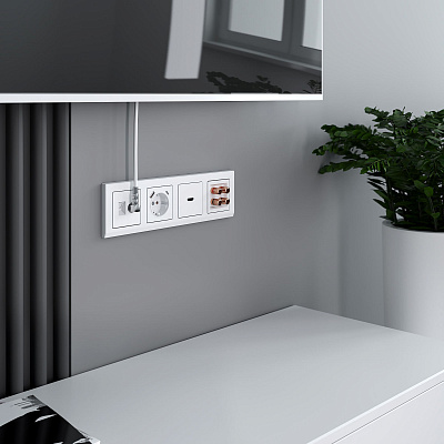 Розетка с заземлением и USB Werkel белые a056272