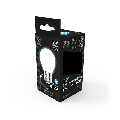 Лампа Gauss Filament Шар 9W 610lm 4100К Е27 LED 105202209 (3 шт)