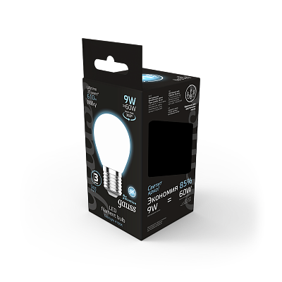 Лампа Gauss Filament Шар 9W 610lm 4100К Е27 LED 105202209