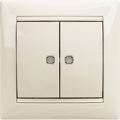 Выключатель двухклавишный с подсветкой бежевый Legrand Valena Classic 774328