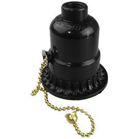 Патрон с кольцом и выключателем на цепочке карболит E27 Ecola base AB7SRBEAY