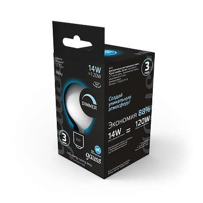 Лампа Gauss Filament G200 14W 1170lm 4100К Е27 LED 153202214-D