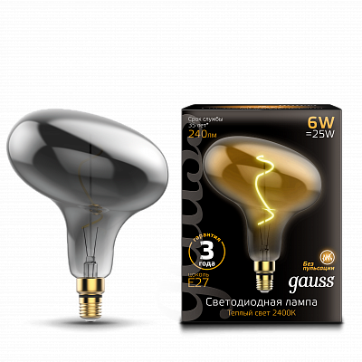 Лампа Gauss Filament FD180 6W 240lm 2400К Е27 LED 165802008