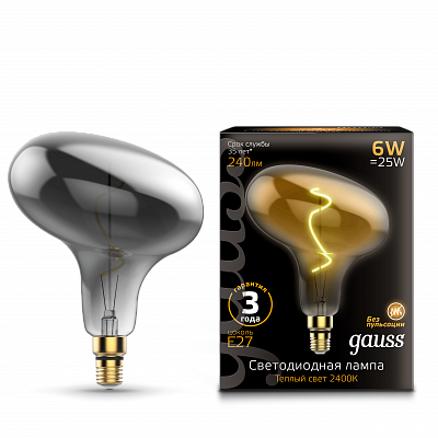 Лампа Gauss Filament FD180 6W 240lm 2400К Е27 LED 165802008 (15 шт)