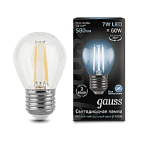 Лампа Gauss Filament Шар 7W 580lm 4100К Е27 LED 105802207