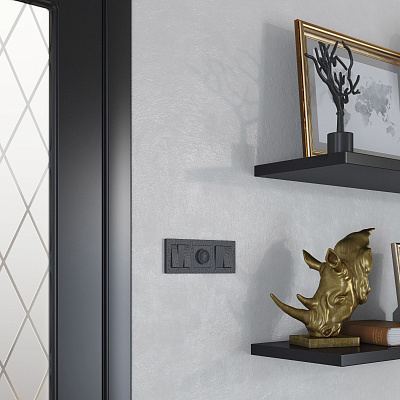 Выключатель двухклавишный Werkel Hammer W1220008 черный a052059