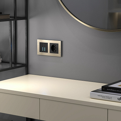 Сенсорный выключатель двухклавишный Werkel черный a057679