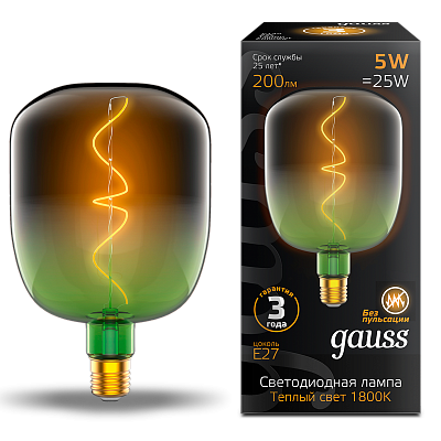 Лампа Gauss Filament V140 5W 200lm 1800К Е27 LED 1009802105 (15 шт)