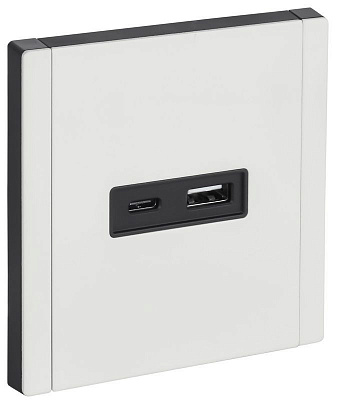 Розетка USB A+C 18Вт IEK FORTE&PIANO FP251M FP-U22-018-M-K01 металл белый