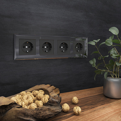 Рамка на 4 поста Werkel Diamant W0041208 черная a051445