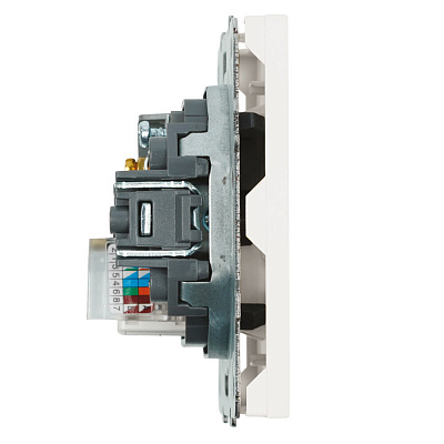 Розетка TV + компьютерная RJ-45 (механизм), STEKKER Эмили, RST00-5106-01, белый фарфор, soft touch