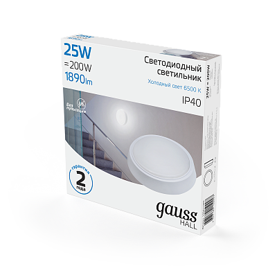 Точечный накладной светильник Gauss HALL 25W 1890lm 6500K 200-240V IP40 LED 193411325