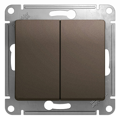 Выключатель двухклавишный шоколад SE Glossa GSL000851