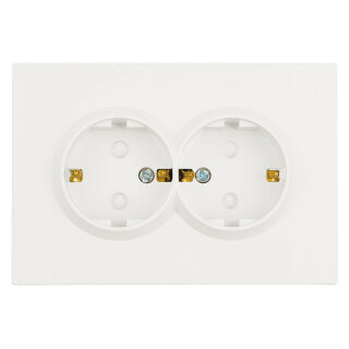 Розетка 2-местная с защитной шторкой, STEKKER Эмили, с/з, 250В, 16А, RST16-5114-01, белый фарфор, soft touch