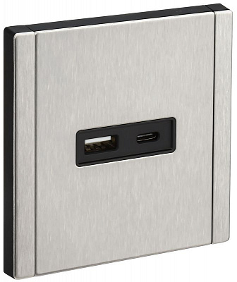 Розетка USB A+C 18Вт IEK FORTE&PIANO FP751M FP-U22-018-M-K50 металл никель