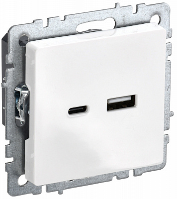 Розетка USB IEK Brite A+C 18Вт РЮ11-1-БрБ белый BR-U22-018-K01