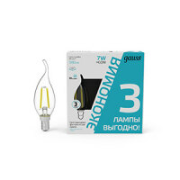 Упаковка светодиодных ламп 3шт Gauss Filament Свеча на ветру 7W 580lm 4100К Е14 1/20 104901207T