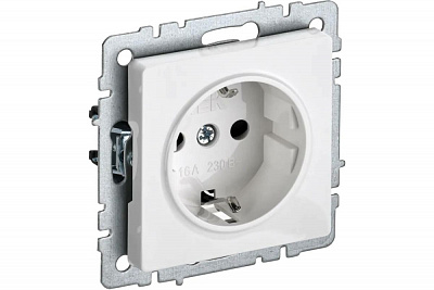 Розетка с заземлением IEK Brite РС11-1-0-БрБ белый BR-R11-16-K01