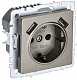 Розетка с заземлением и защитными шторками USB IEK Brite A+A 2,1А РЮш10-1-БрШ шампань BR-R14-16-U21-D21-K37