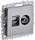 Розетка двойная TV+RJ45 IEK Brite кат.5E РТВ/РК12-БрС сталь BR-AK20-1-K46
