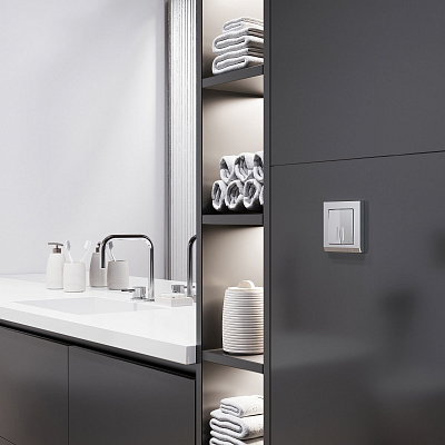 Выключатель двухклавишный с подсветкой Werkel серебряный матовый a063610