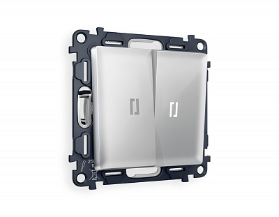 Комплект механизма 2-клавишного выключателя с подсветкой 5600K ALFA MA404015 Серебро глянец QUANT