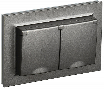 Розетка двойная с крышкой IEK Brite РСбш12-3-44-БрТБ бронза BR-R26-16-44-K45-F