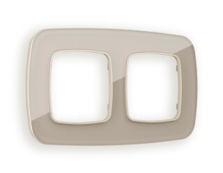 Рамка OMEGA Radian (Серо-бежевый Стекло закаленное натуральное) на 2 поста OF350602