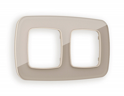 Рамка OMEGA Radian (Серо-бежевый Стекло закаленное натуральное) на 2 поста OF350602