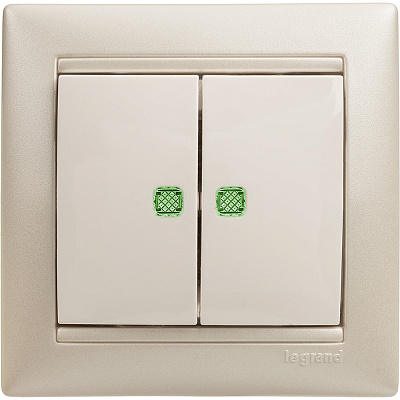 Выключатель двухклавишный с подсветкой белый Legrand Valena Classic 774428