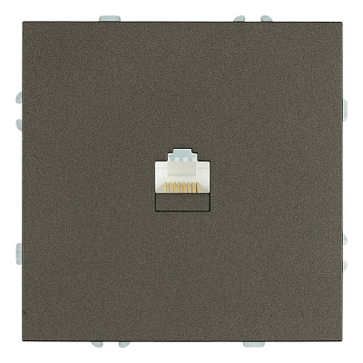 Розетка компьютерная 1-местная RJ-45 (механизм), STEKKER Эмили, RST00-5117-09, антрацит, soft touch